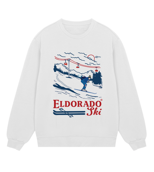 Herr - Sweatshirt Downhill Skier - Vit